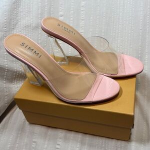 NWT Simmi London Barbie Pink Women's 8 Crocodile Patent Clear Heels Sexy Lillia